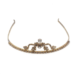 Czech glass rhinestone tiara crown pageant wedding graduation ball gold tone