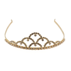 Czech glass rhinestone crown tiara pageant wedding graduation ball gold tone