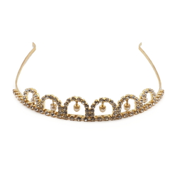 Czech glass rhinestone pearl bead gold tone tiara crown ball pageant wedding graduation 