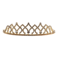 Handmade glass rhinestone tiara crown ball pageant wedding graduation gold tone Czech