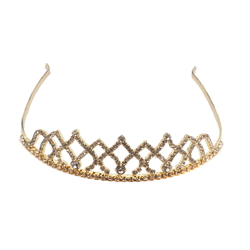 Handmade glass rhinestone tiara crown ball pageant wedding graduation gold tone Czech