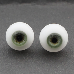 Pair Lauscha vintage blown glass green eyes 16mm doll reborn