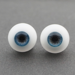 Pair Lauscha vintage blown glass blue eyes 14mm doll reborn
