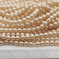 Hank (720) Czech vintage pearl round glass beads 7mm
