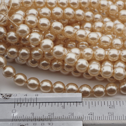 Hank (720) Czech vintage pearl round glass beads 7mm