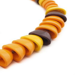 Vintage necklace Czech chunky orange interlocking Art Deco glass beads 