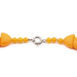 Vintage necklace Czech chunky orange interlocking Art Deco glass beads 