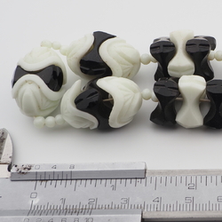 Vintage necklace Czech interlocking black uranium Art Deco glass beads 