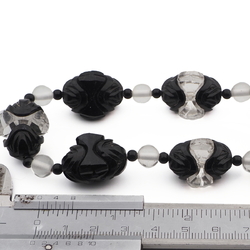 Vintage necklace Czech interlocking black clear Art Deco glass beads 