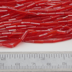 Lot (1200) Czech vintage red lustre bugle glass beads 6mm