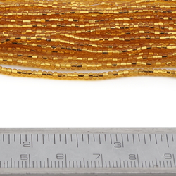 Lot (7000) vintage Czech gold lined topaz seed glass beads 17bpi