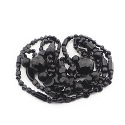 Lot (185) Czech vintage assorted black glass beads necklace element