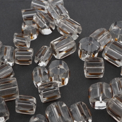 Lot (41) rare Czech antique crystal bicolor pentagon bugle glass beads