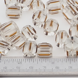 Lot (41) rare Czech antique crystal bicolor pentagon bugle glass beads