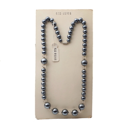 Vintage Czech necklace pearl metallic round clear rondelle glass beads