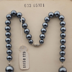 Vintage Czech necklace pearl metallic round clear rondelle glass beads