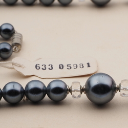 Vintage Czech necklace pearl metallic round clear rondelle glass beads