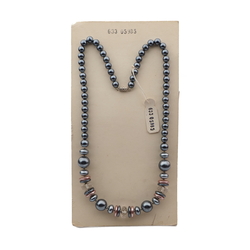 Vintage Czech necklace pearl metallic clear rondelle glass beads