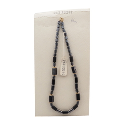 Vintage Czech necklace black hematite marble glass beads