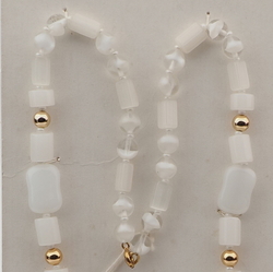 Vintage Czech necklace frost satin atlas opaline bicolor glass beads 20"