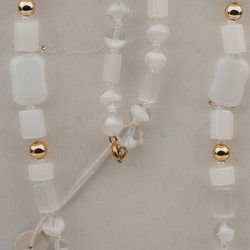 Vintage Czech necklace frost satin atlas opaline bicolor glass beads 20"