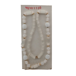 Vintage Czech necklace frost satin atlas opaline white glass beads 28" 
