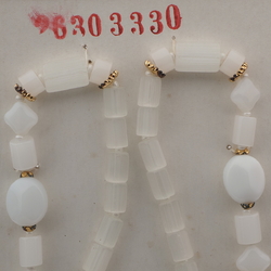 Vintage Czech necklace frost satin atlas opaline white glass beads 28" 