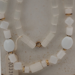 Vintage Czech necklace frost satin atlas opaline white glass beads 28" 