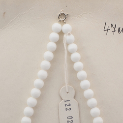 Vintage Czech necklace white blue marble round rondelle glass beads