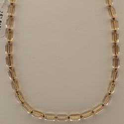 Vintage Czech necklace gold lined clear pentagon bugle glass beads 