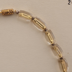 Vintage Czech necklace gold lined clear pentagon bugle glass beads 