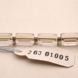Vintage Czech necklace gold lined clear pentagon bugle glass beads 