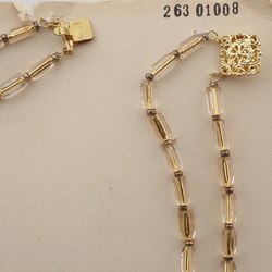 Vintage Czech 2 strand necklace gold lined clear pentagon bugle glass beads 