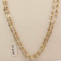 Vintage Czech 2 strand necklace gold lined clear pentagon bugle glass beads 18"