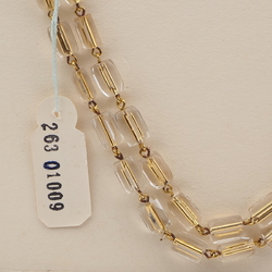 Vintage Czech 2 strand necklace gold lined clear pentagon bugle glass beads 18"