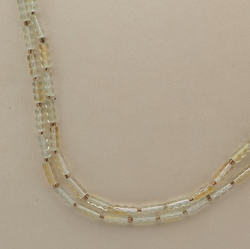 Vintage Czech 2 strand necklace gold lustre pentagon bugle glass beads