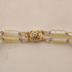 Vintage Czech 2 strand necklace gold lustre pentagon bugle glass beads