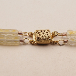 Vintage Czech 2 strand necklace gold lustre pentagon bugle glass beads