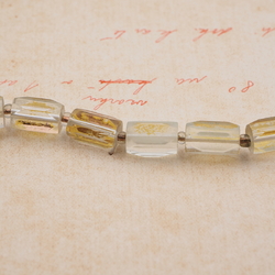 Vintage Czech necklace gold lustre pentagon bugle glass beads 18"