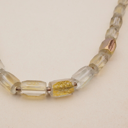 Vintage Czech necklace gradual gold lustre pentagon bugle glass beads
