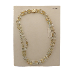 Vintage Czech 2 strand necklace gold lustre pentagon bugle glass beads 18"