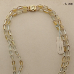 Vintage Czech 2 strand necklace gold lustre pentagon bugle glass beads 18"