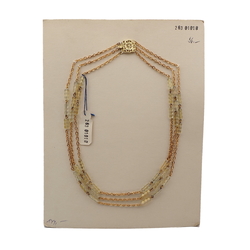 Vintage Czech 3 strand chain necklace gold lustre pentagon bugle glass beads 