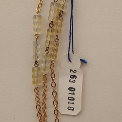 Vintage Czech 3 strand chain necklace gold lustre pentagon bugle glass beads 