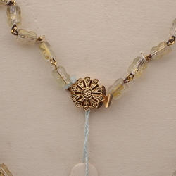 Vintage Czech link tassle necklace gold lustre pentagon bugle glass beads 