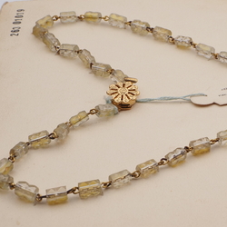 Vintage Czech link tassle necklace gold lustre pentagon bugle glass beads 
