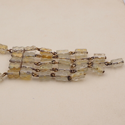 Vintage Czech link tassle necklace gold lustre pentagon bugle glass beads 