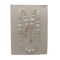 Vintage Czech necklace frost satin atlas white glass beads 28"