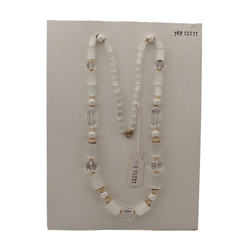 Vintage Czech necklace frost satin atlas clear pearl glass beads 