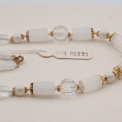 Vintage Czech necklace frost satin atlas clear pearl glass beads 